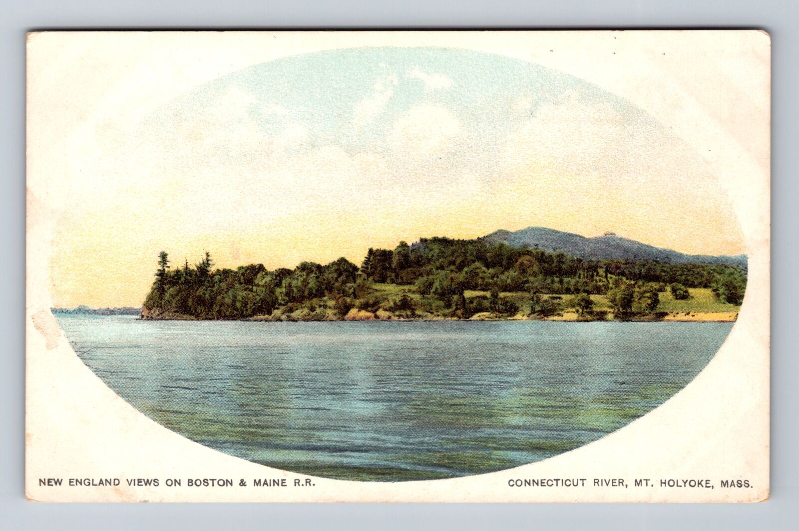 Mt Holyoke MA-Massachusetts, Connecticut River, Antique Vintage Postcard