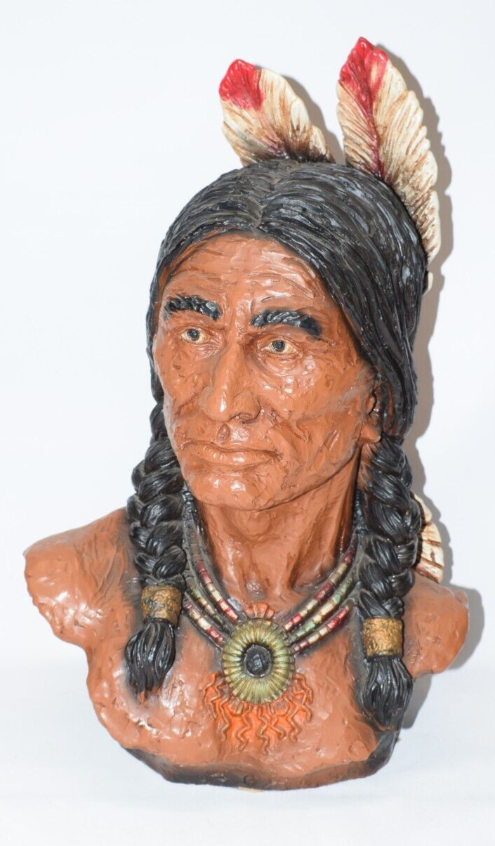 1972 INDIAN Native American Chief Bust Signed V Kendrick Universal Statuary Corp