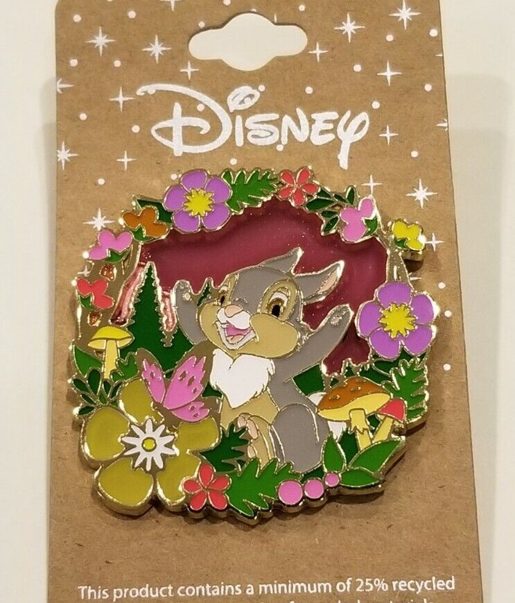 Disney Bambi Thumper Floral Portrait Stained Glass Enamel Pin NEW