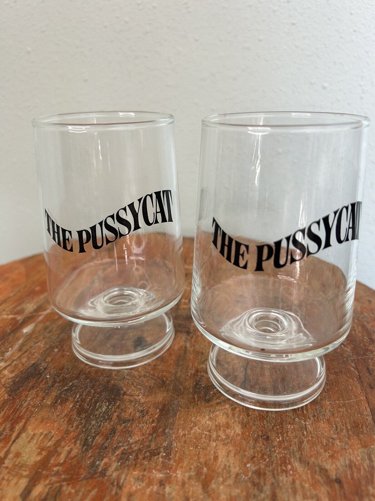 Vintage 2 The Pussycat Footed Early Times Barware Drinking Glasses Man Cave