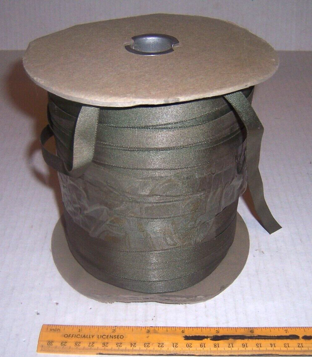 OD GREEN NYLON WEBBING Roll of MATERIAL US MILITARY 1/2 INCH BY approx 500 YARDS