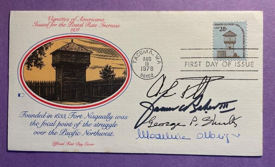 FOUR SECRETARY OF STATE (4 SIGNATURES) SIGNED FDC AUTOGRAPHED FIRST DAY COVER