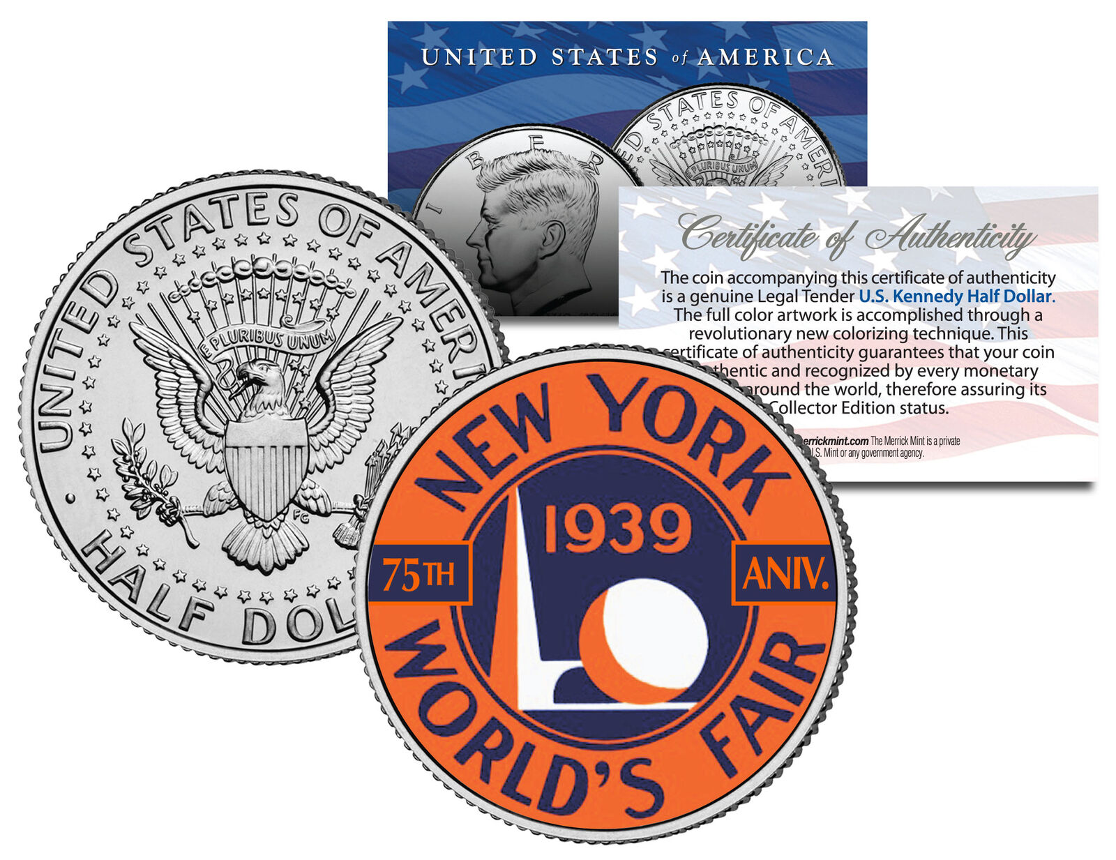 1939 New York WORLD'S FAIR 75th Anniversary 2014 JFK Half Dollar US Coin LIMITED