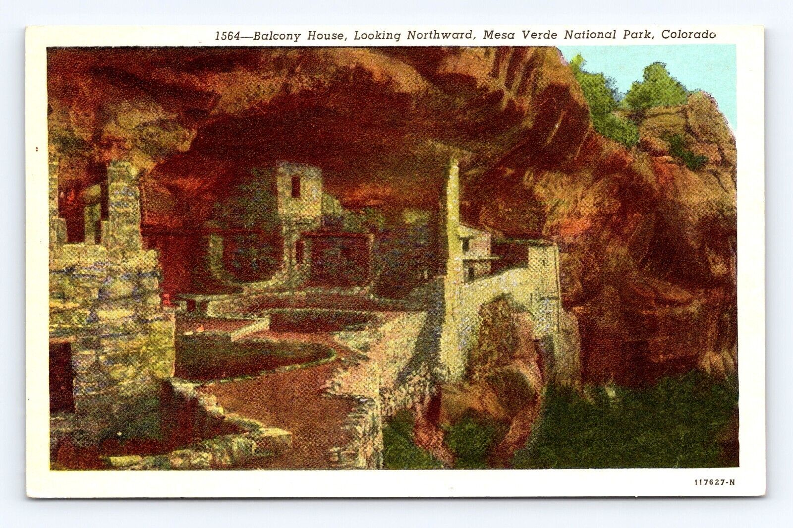 Old Postcard Balcony House Mesa Verde National Park Colorado 1930-40\'s