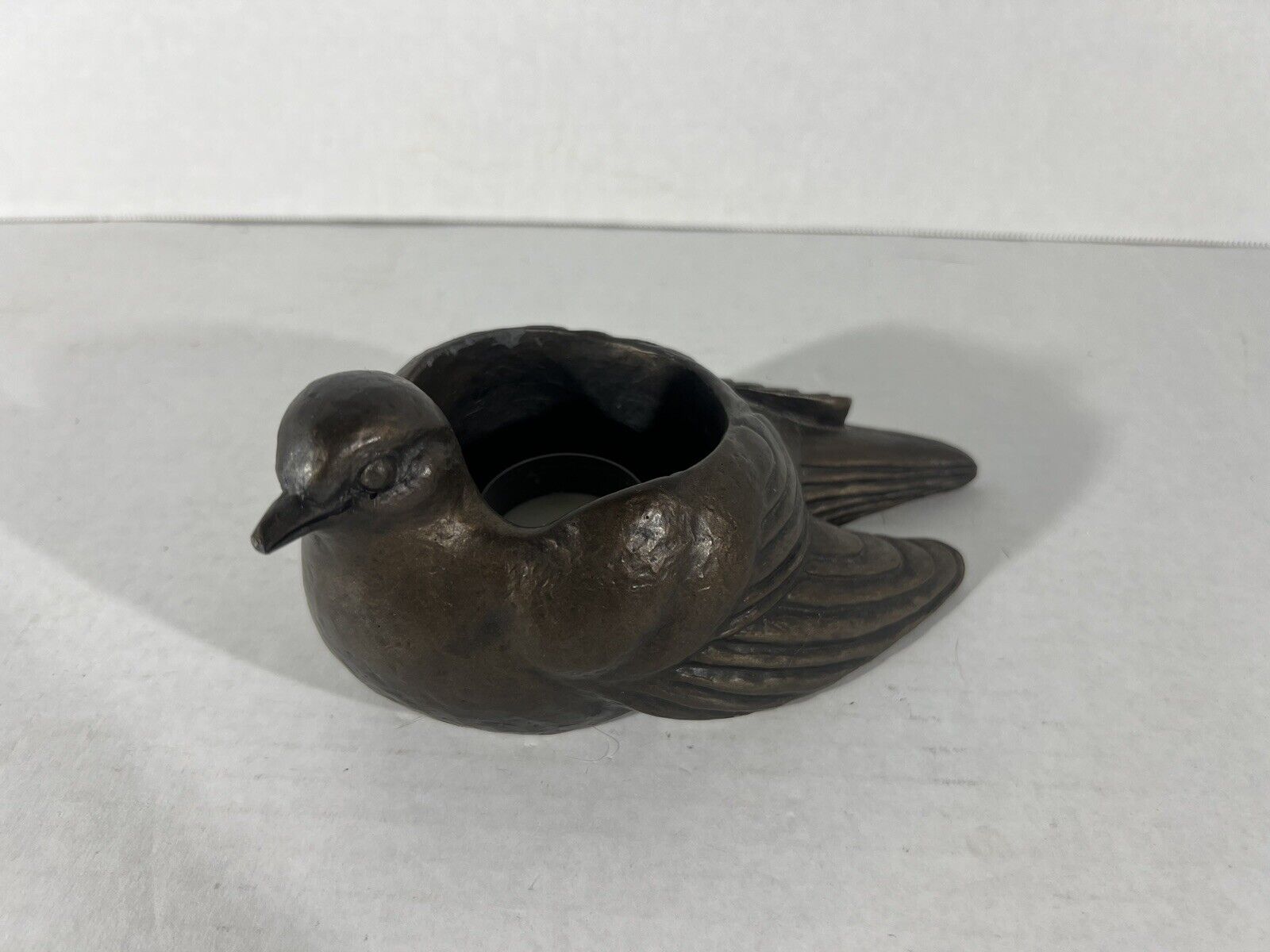 Ceramic Bronze Color Bird Candle Vintage 