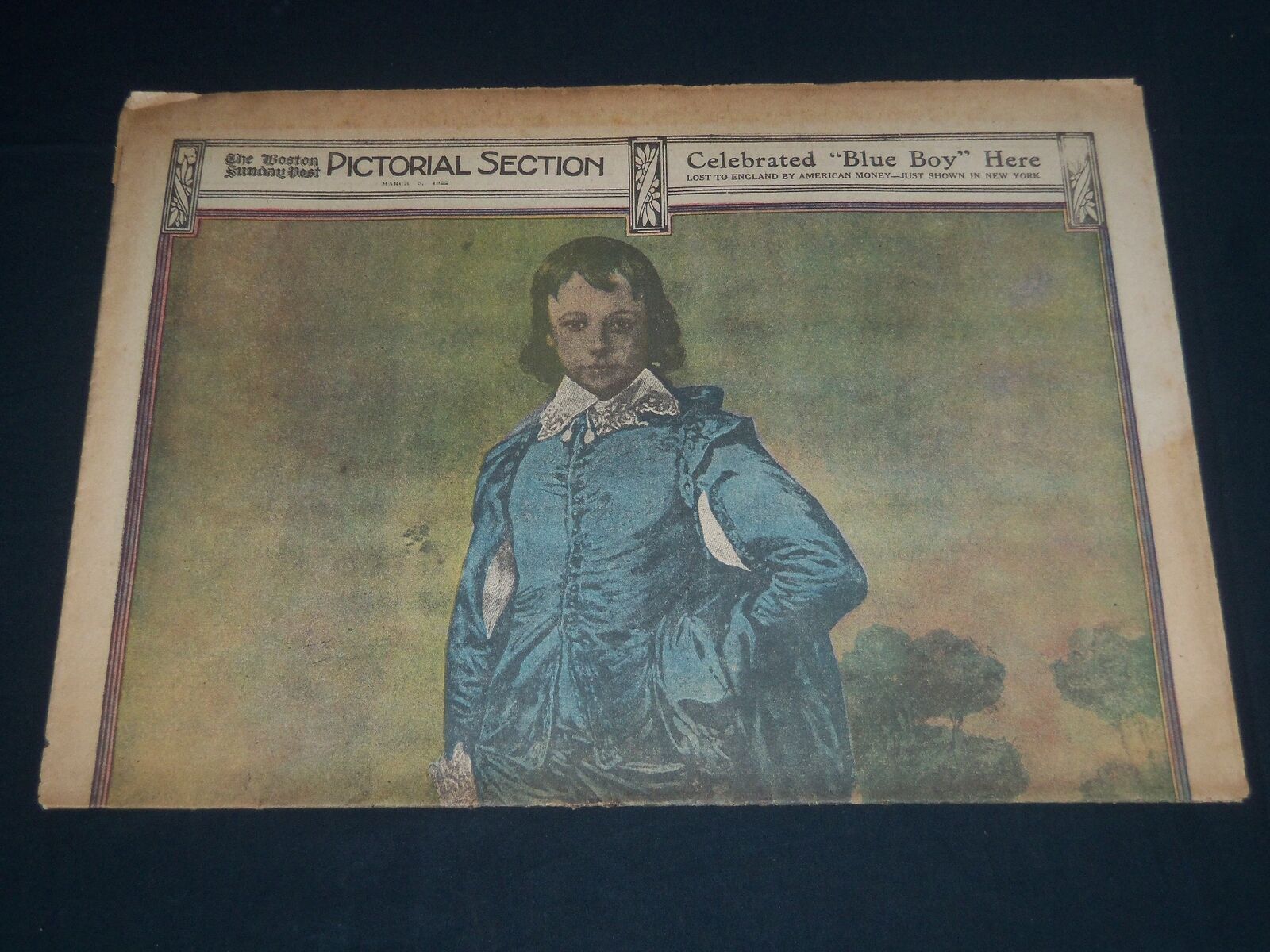 1922 MARCH 5 BOSTON SUNDAY POST PICTORIAL - BLUE BOY - PRINCE OF WALES - NP 3882
