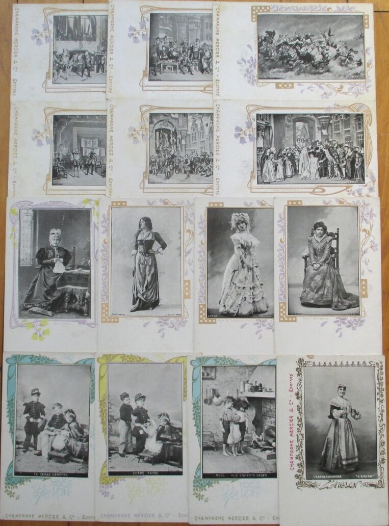 Champagne Mercier, Epernay: Collection of FOURTEEN 1902 Advertising Postcards