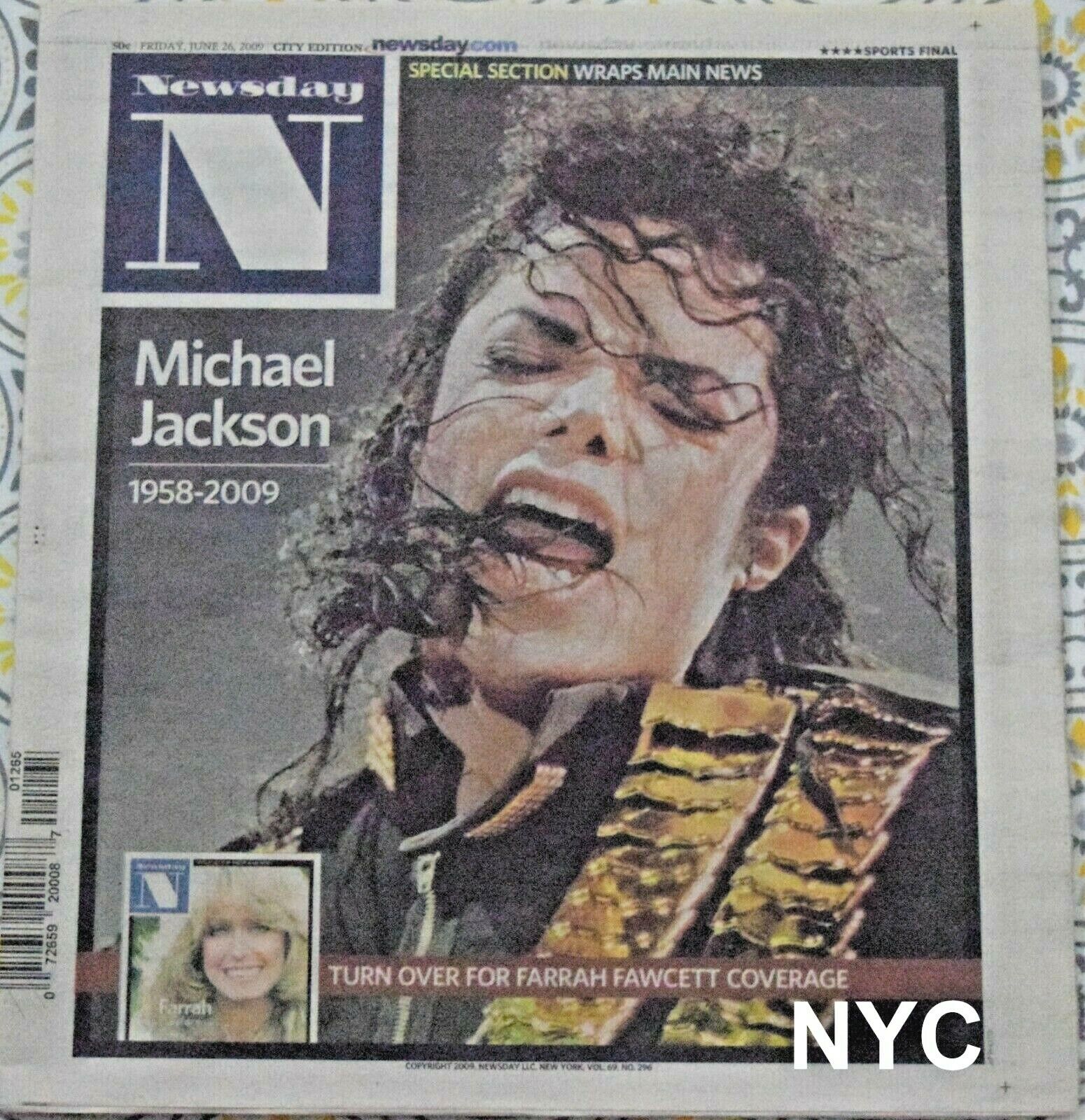 Michael Jackson Dead Tribute Farrah Fawcett Ny Newsday June 26 2009 🔥
