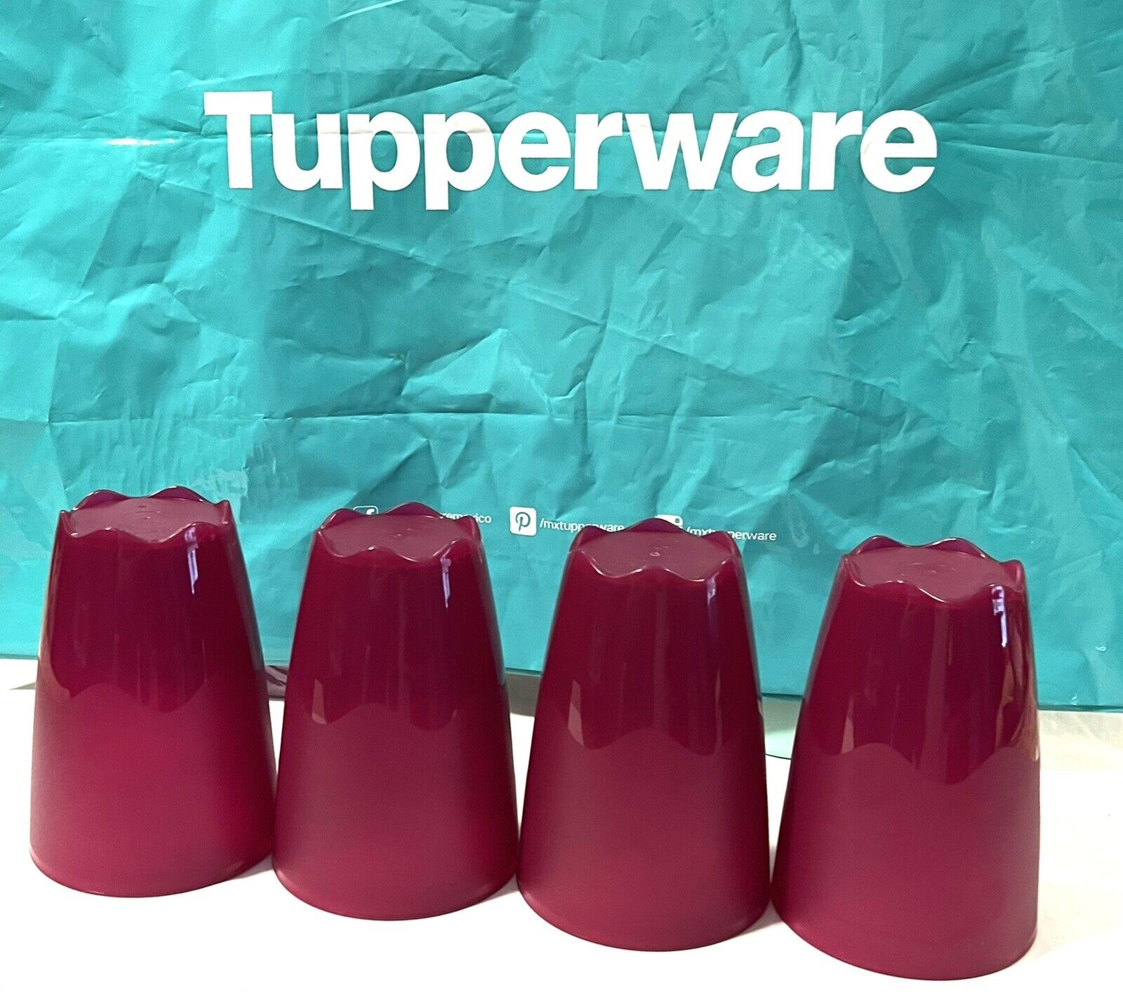 Set of 4 Tupperware Open House Tumblers in Wine Color 16 Fl Oz