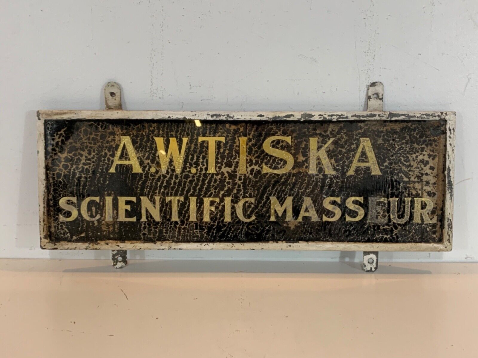 Ant Early 19th c. “A.W. Tiska Scientific Masseur” Male Masseuse Rare Trade Sign