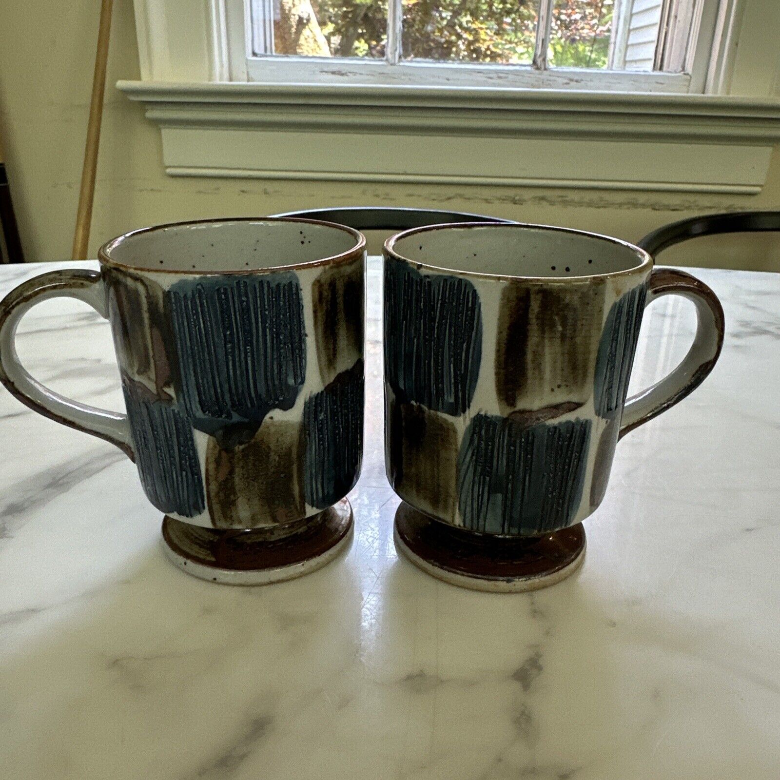 Pair Of Mid Century Stoneware Coffee Mugs