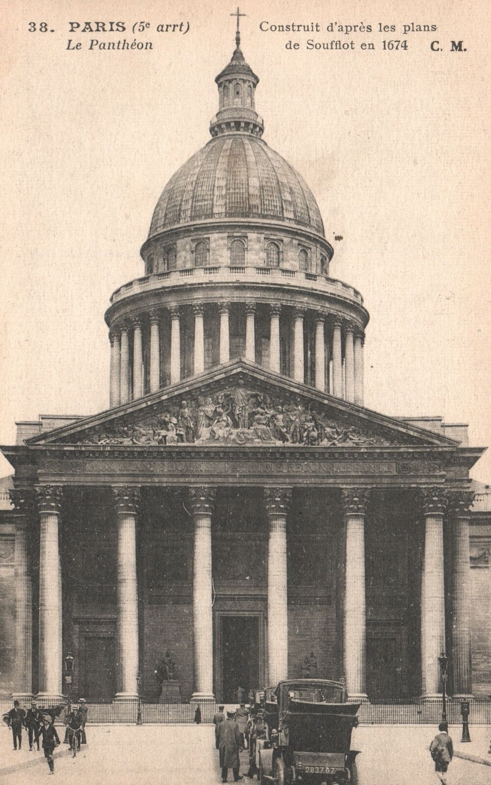 Vintage Postcard 1910s Le Pantheon Construit d\'apres les plans de Soufflot Paris