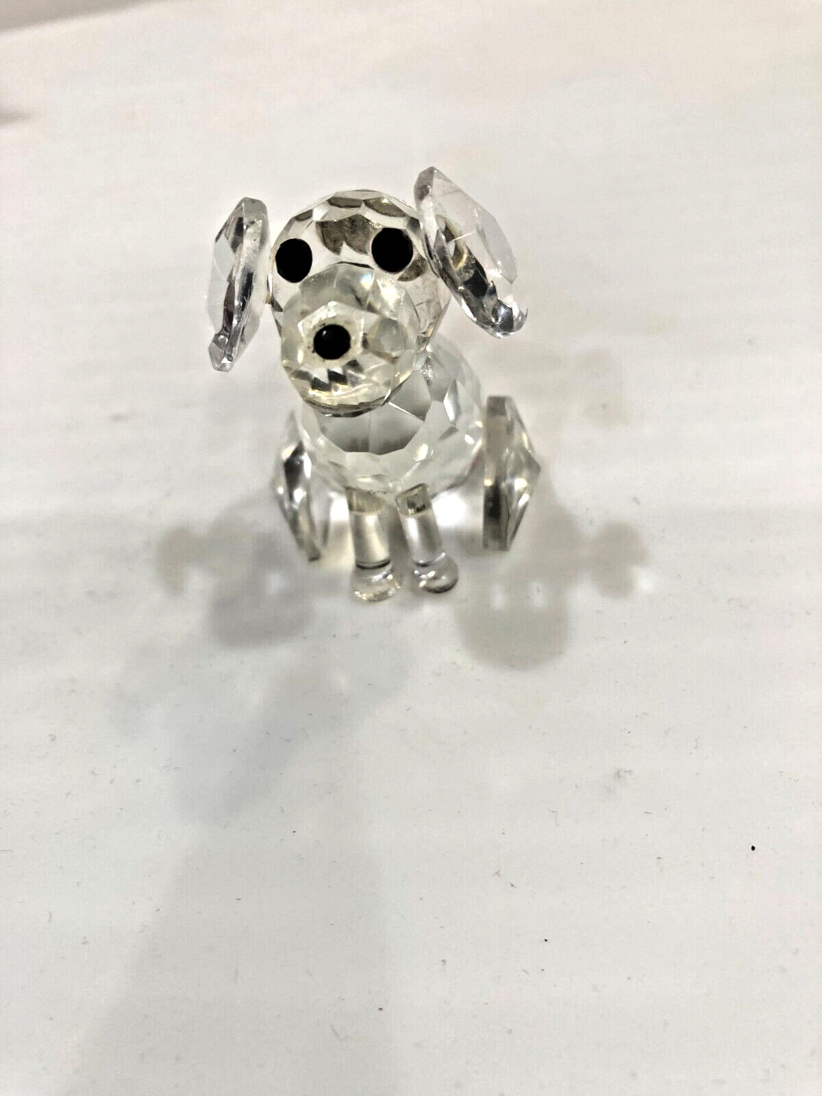 Clear Lead Crystal Glass Dog Diamond Faceted Shape Figurine Figure