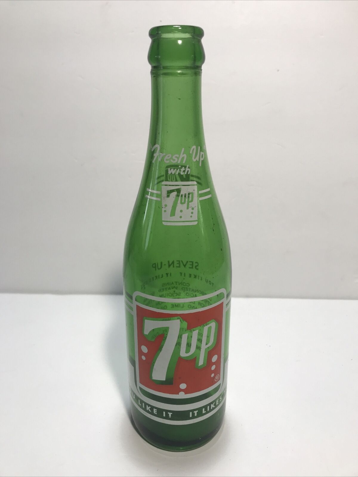 Vintage 7 UP Soda Bottle 1960’s Fresh Up 12 oz Indianapolis Indiana