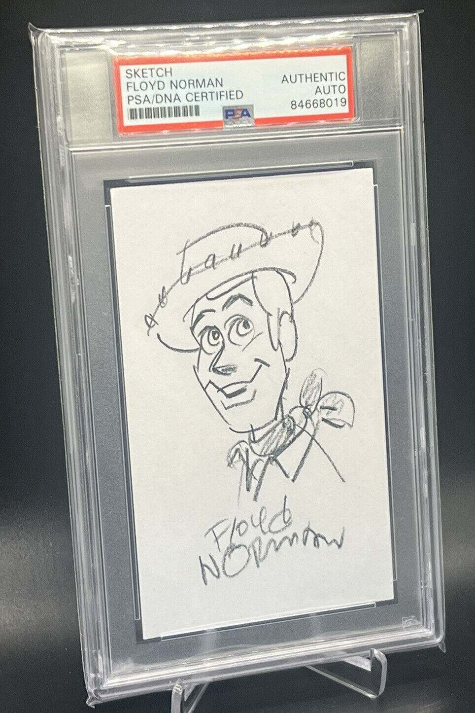 FLOYD NORMAN DISNEY PSA Authenticated Autographed Signed Sketch Woody Toy Story