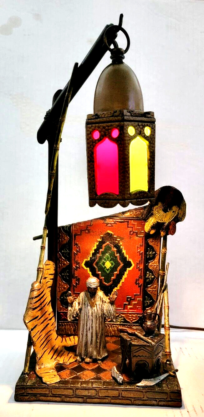 Antique Cold Painted Franz Bergmann Arab Carpet Seller Lamp 1920 Cottage Core