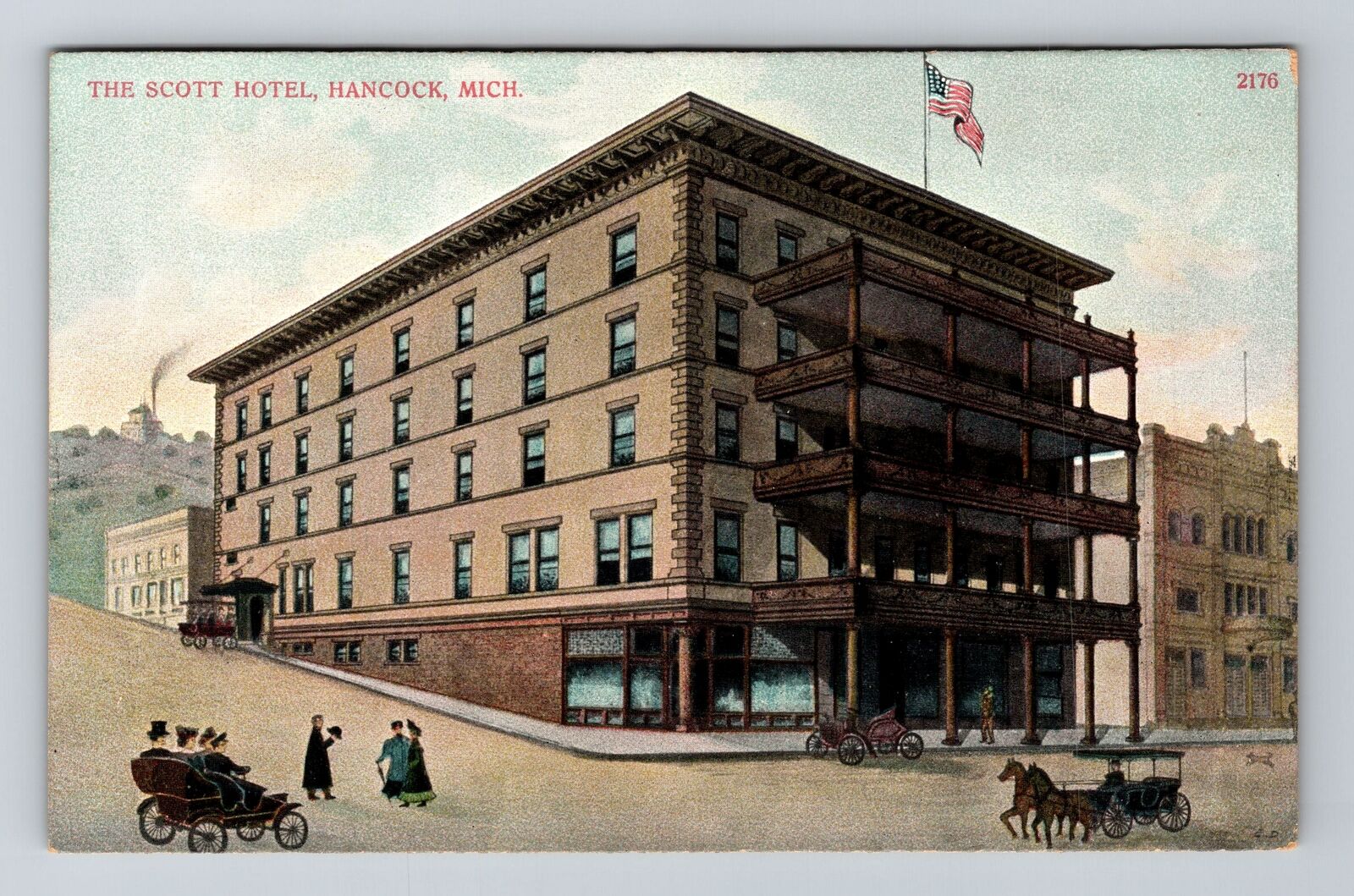 Hancock MI-Michigan, Scott Hotel, Advertising, Antique Vintage Souvenir Postcard