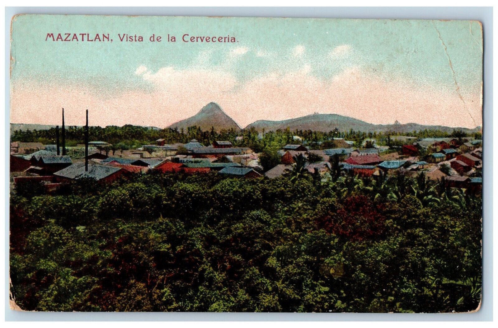 Mazatlan Sinaloa Mexico Postcard View of the Brewery c1910 Unposted Antique