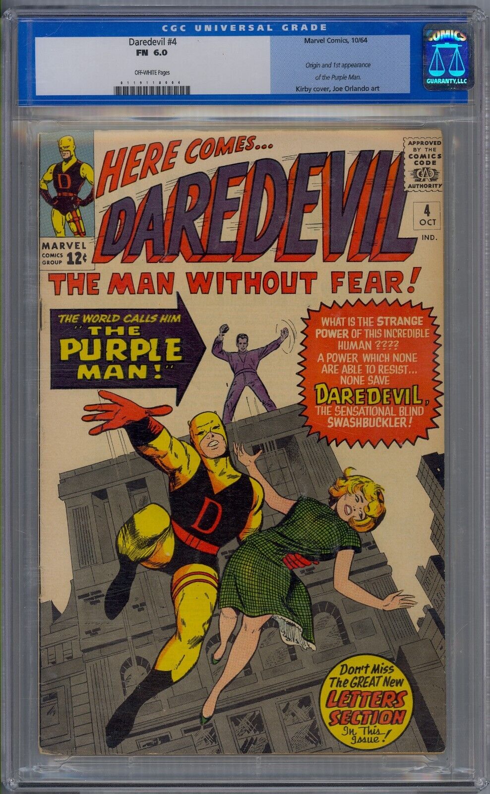 Daredevil #4 1964 Marvel Comics CGC 6.0 1st app Purple Man