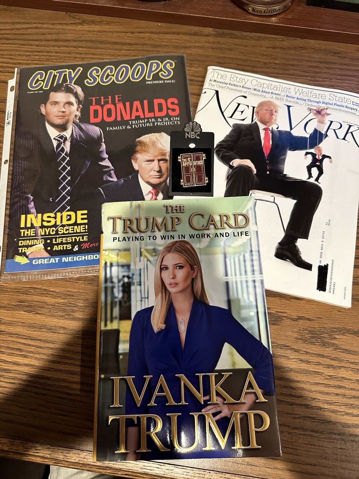 Trump Pack - Donald And Don Jr Magazines, Ivanka Book, Apprentice Pin