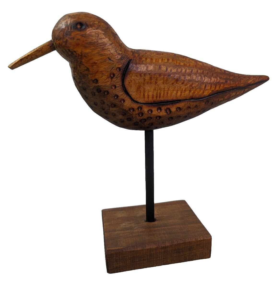 Wooden Bird Figurine Stand Original Old Hand Carved R Rodney? Morris Primitive