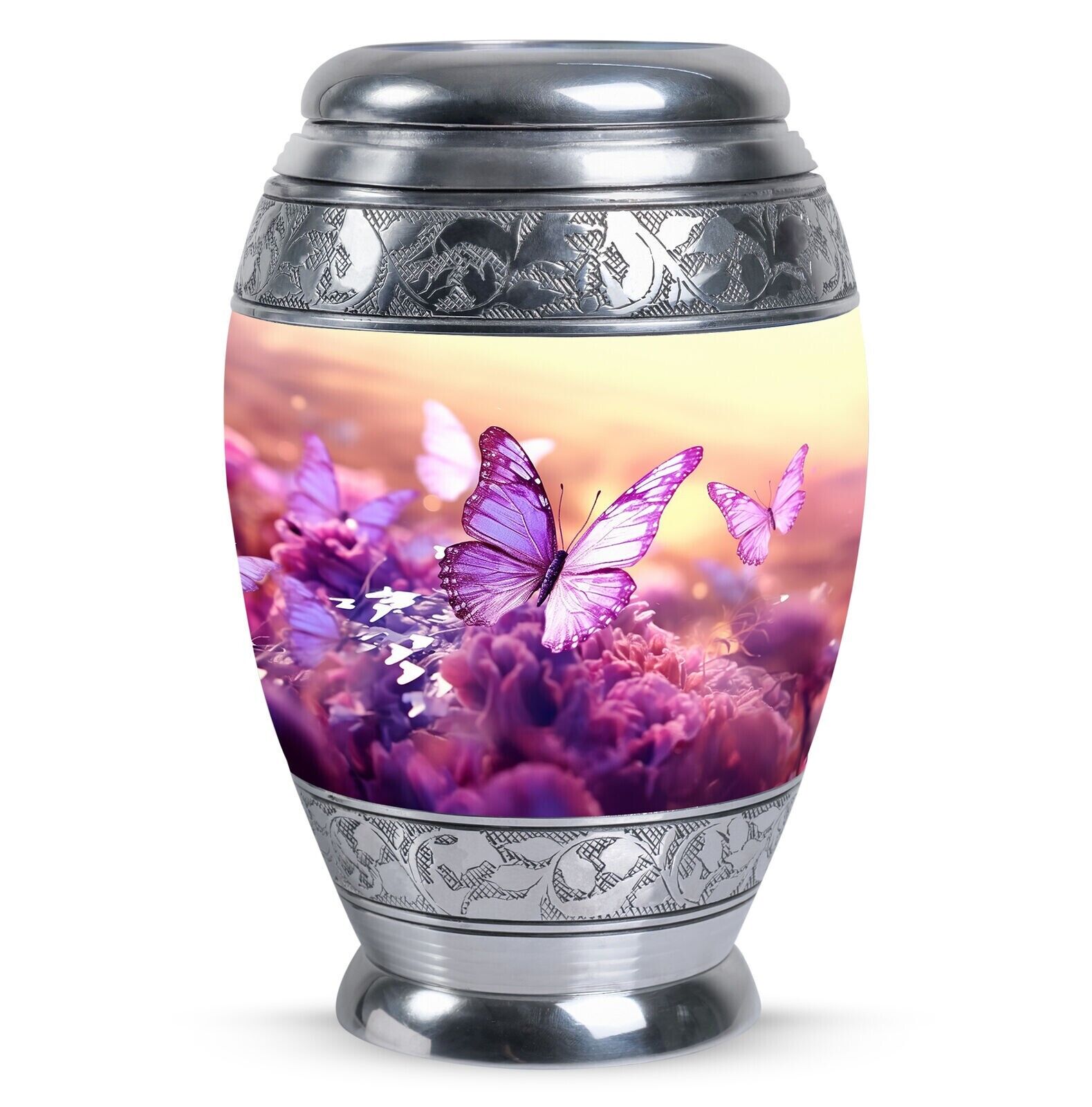 Purple Butterfly On A Purple Meadow Engraved Decorative For Human Ashes Adult