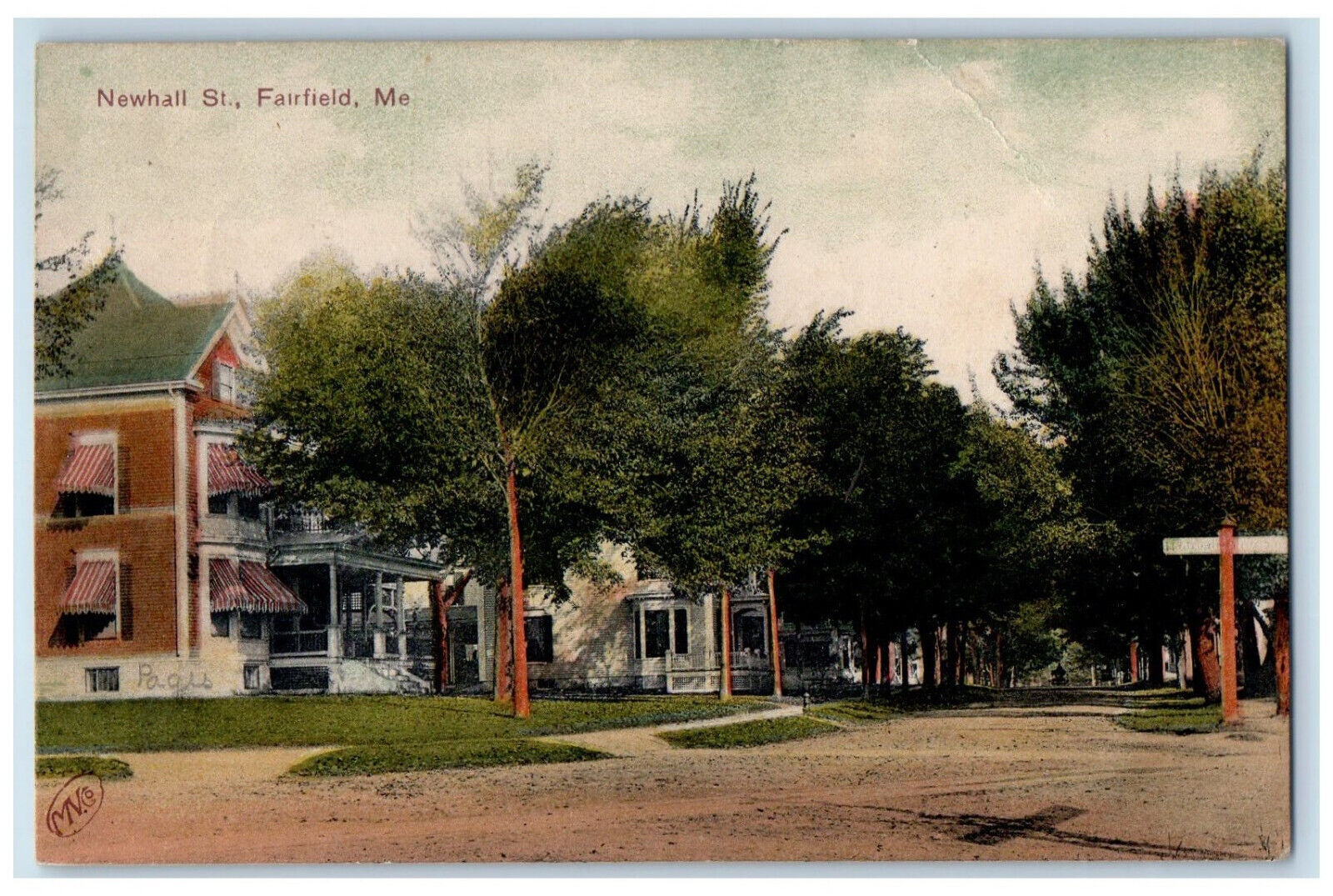 1909 Scene at Newhall Street Fairfield Maine ME Posted Antique Postcard