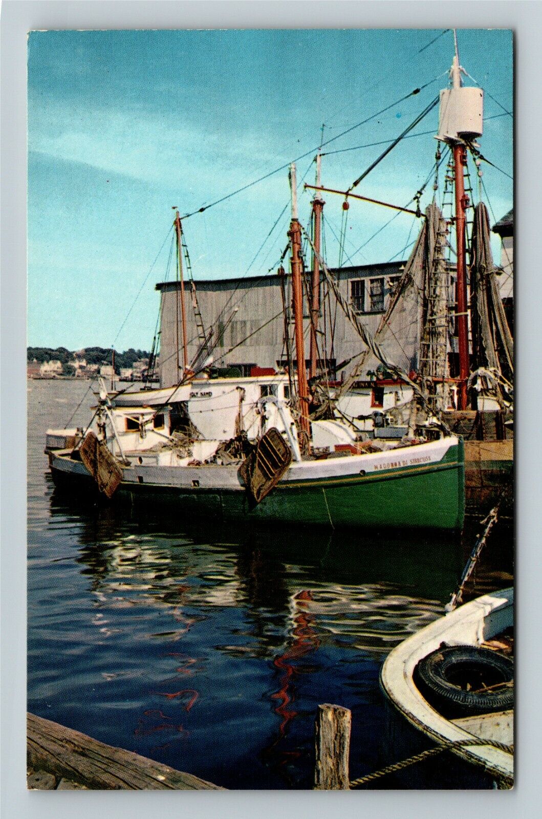 Gloucester MA-Massachusetts, Among The Wharves, Fishing Port Vintage Postcard