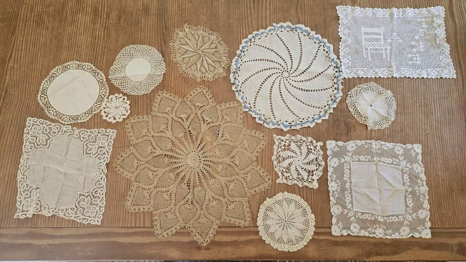 Lot of 12 Vintage Crochet and Lace Doilies Various Sizes