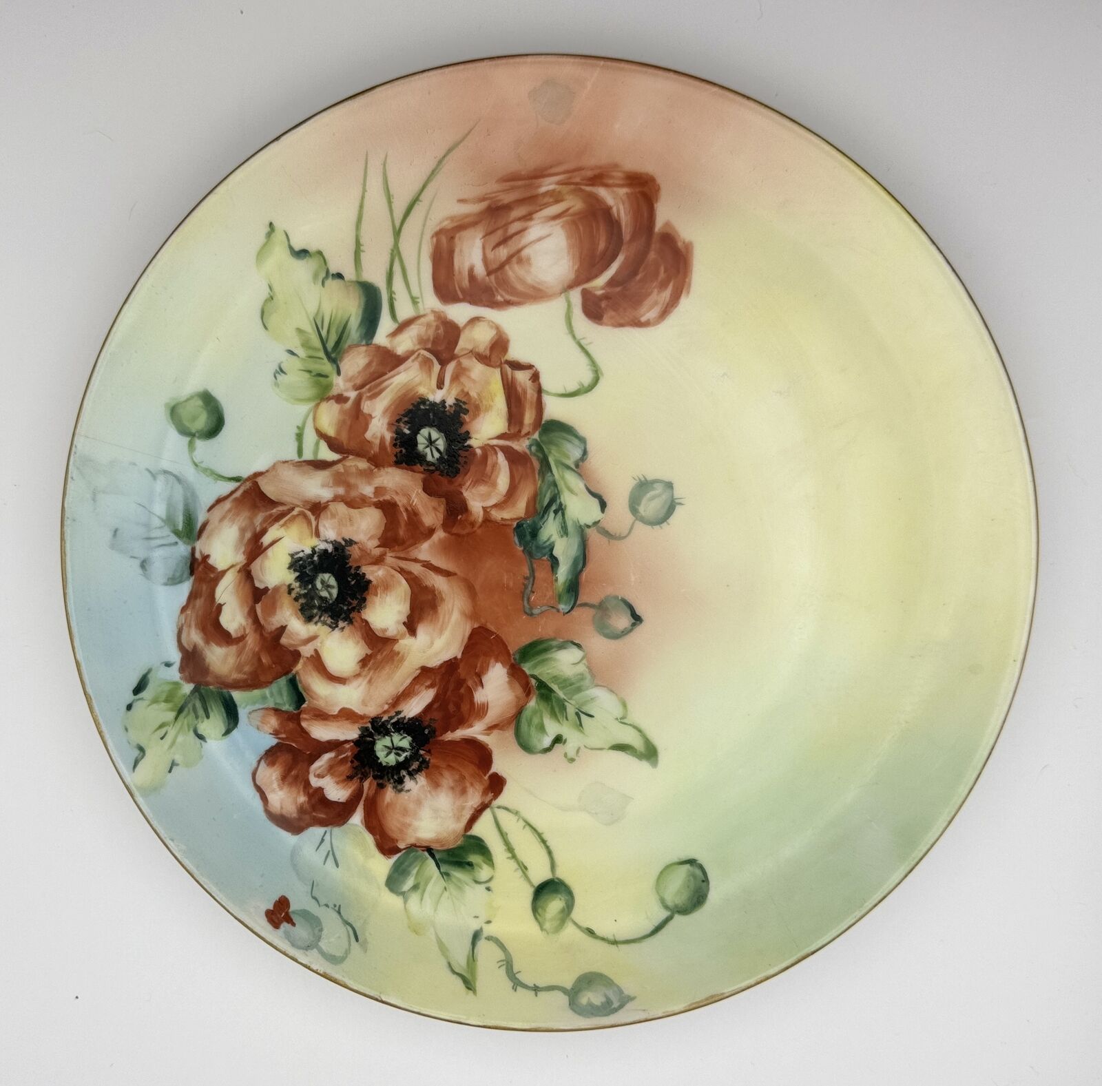 Antique J&C Hand-Painted Porcelain Plate with Floral Design