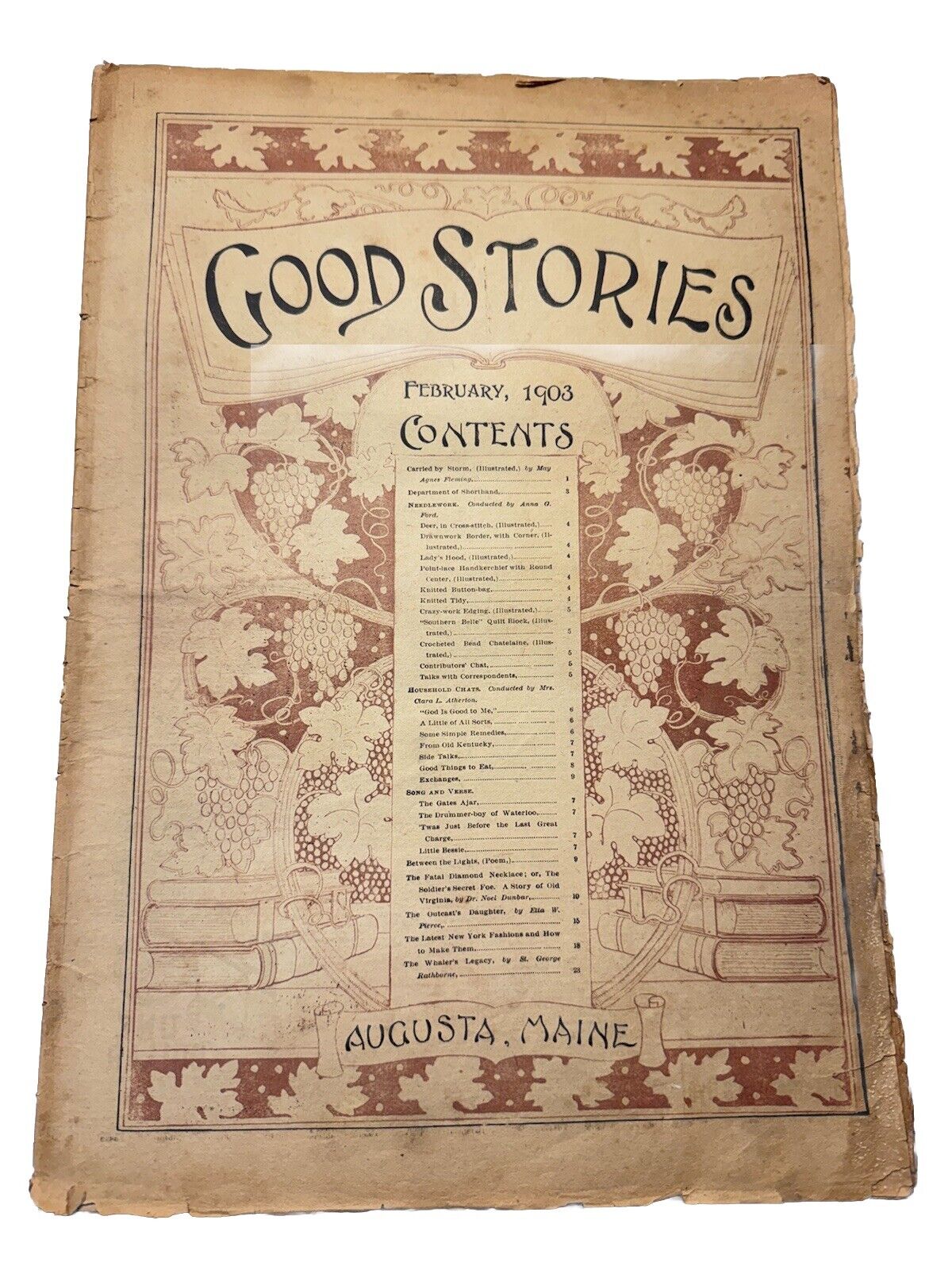 Vintage Good Stories Newspaper Magazine February, 1903 Augusta, Maine