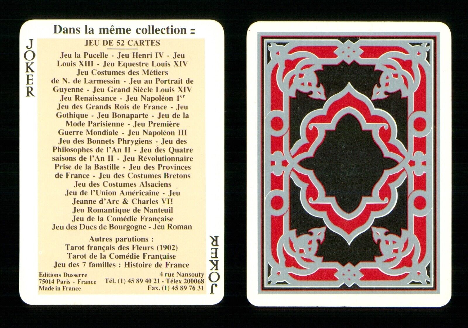 1 x French Joker playing card List of games Editions Dussere - R056