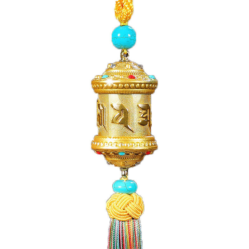 Tibet Selection Gilded Om Shouting Prayer Wheel Pendant Amulet Tibetan Buddhism