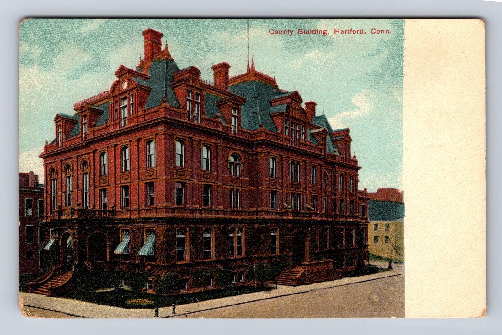 Hartford CT-Connecticut, County Building, Antique Vintage Souvenir Postcard