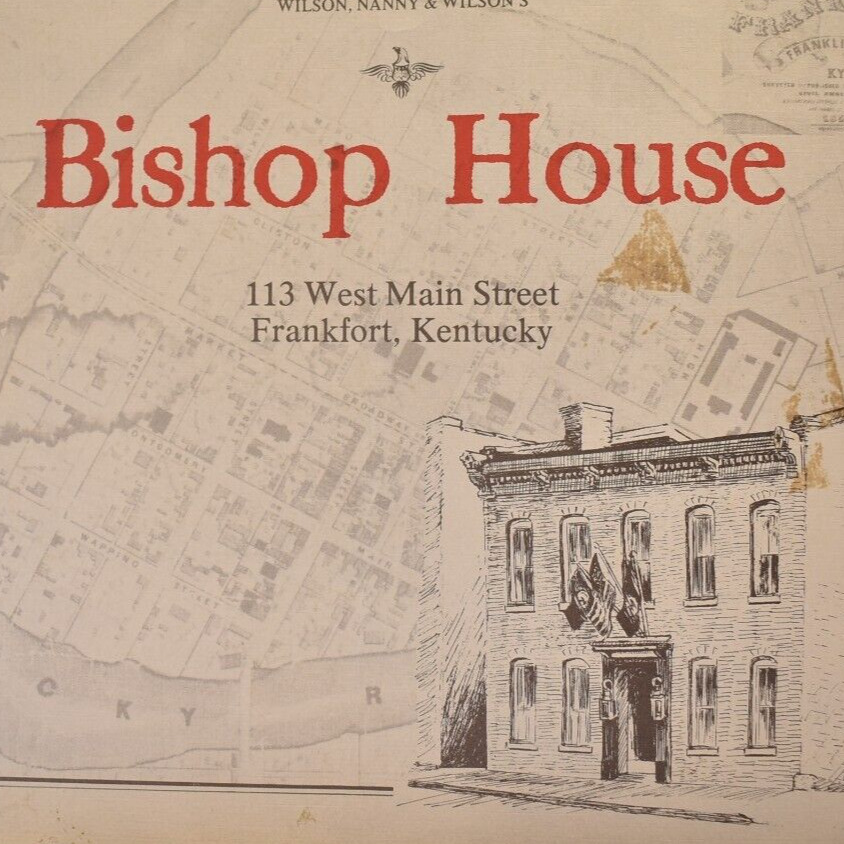 Vintage 1970s Bishop House Restaurant Menu Wilson & Nanny Frankfort Kentucky