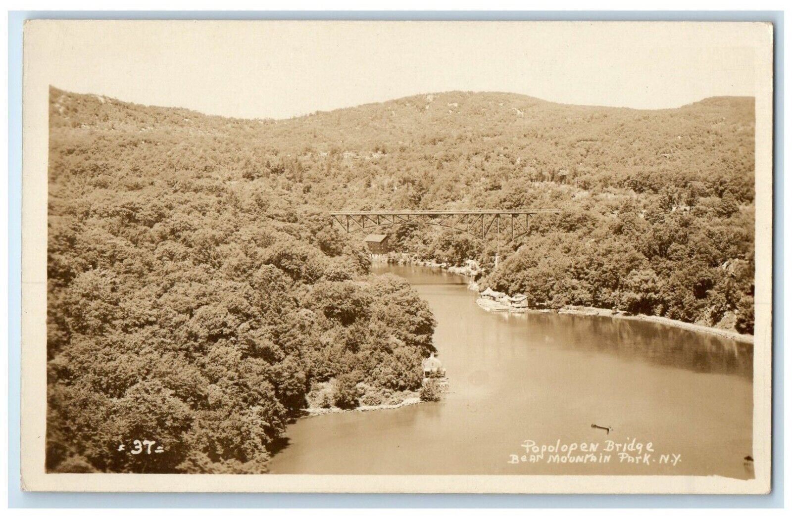 c1930\'s Popolopen Bridge Bear Mountain Park New York NY RPPC Photo Postcard