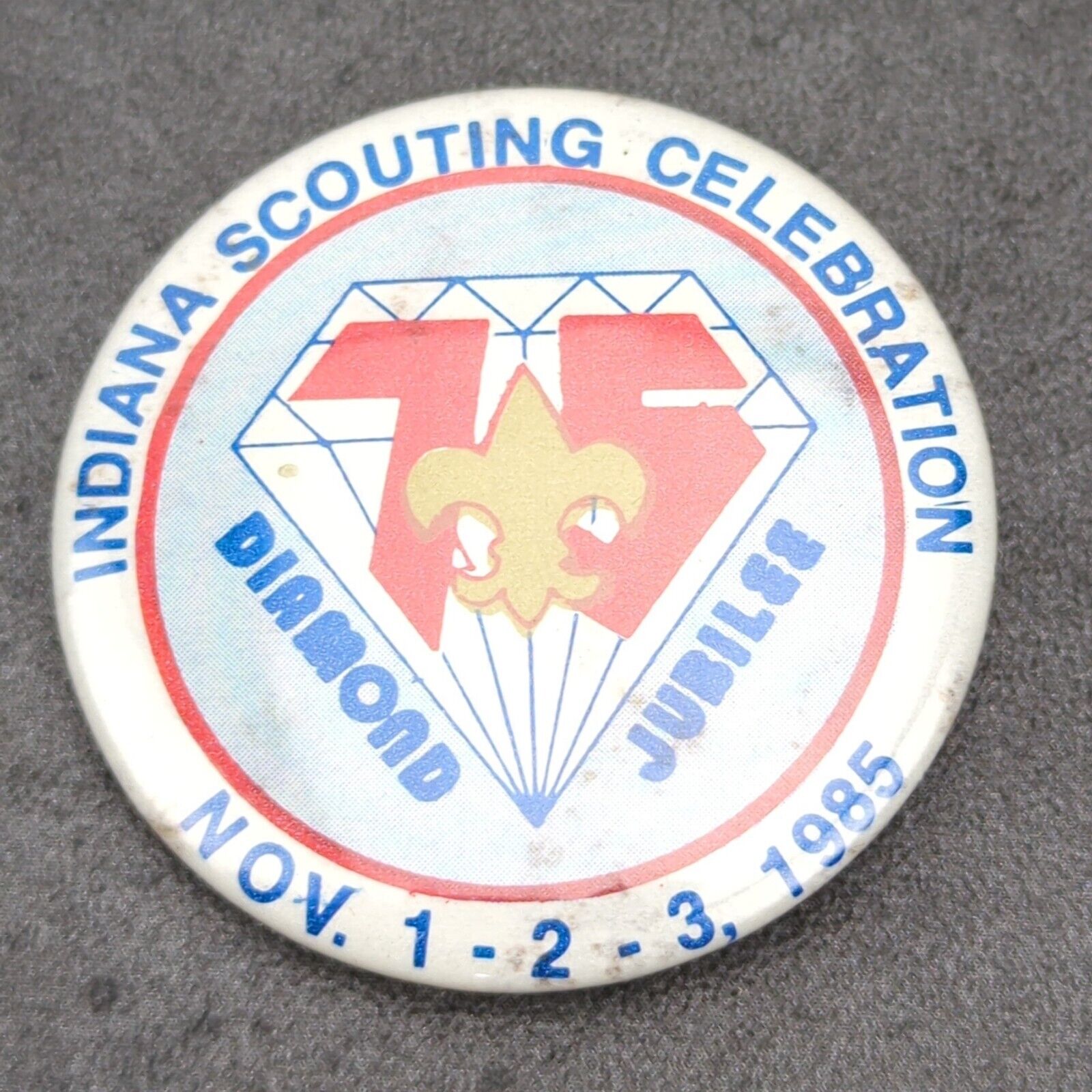 Vintage Boy Scouts Of America BSA Diamond Jubilee Pin Indiana 1985 #H3