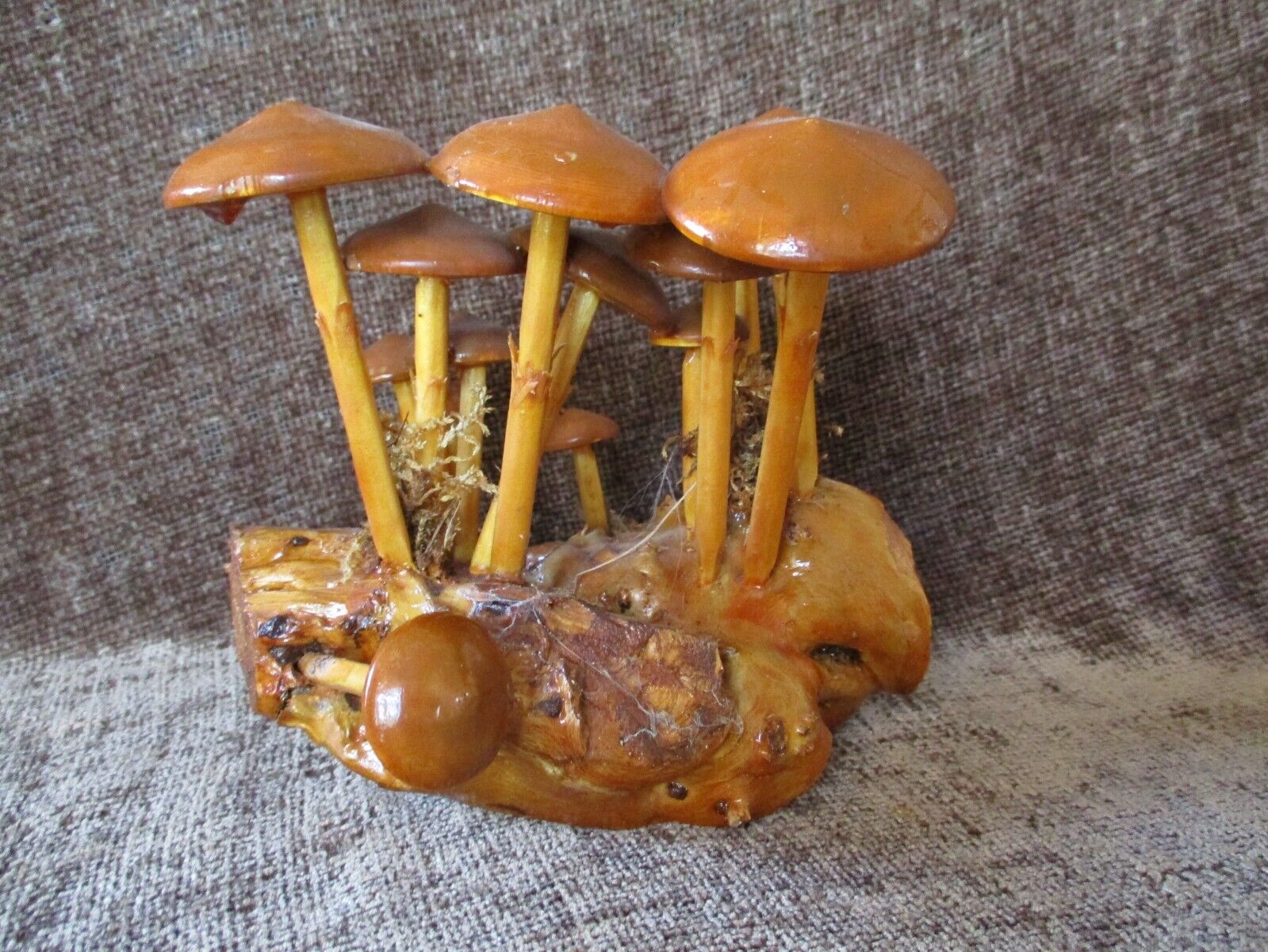 Vintage Hand Made Driftwood Table Top Mushroom Sculpture Statue Decor Art Deco