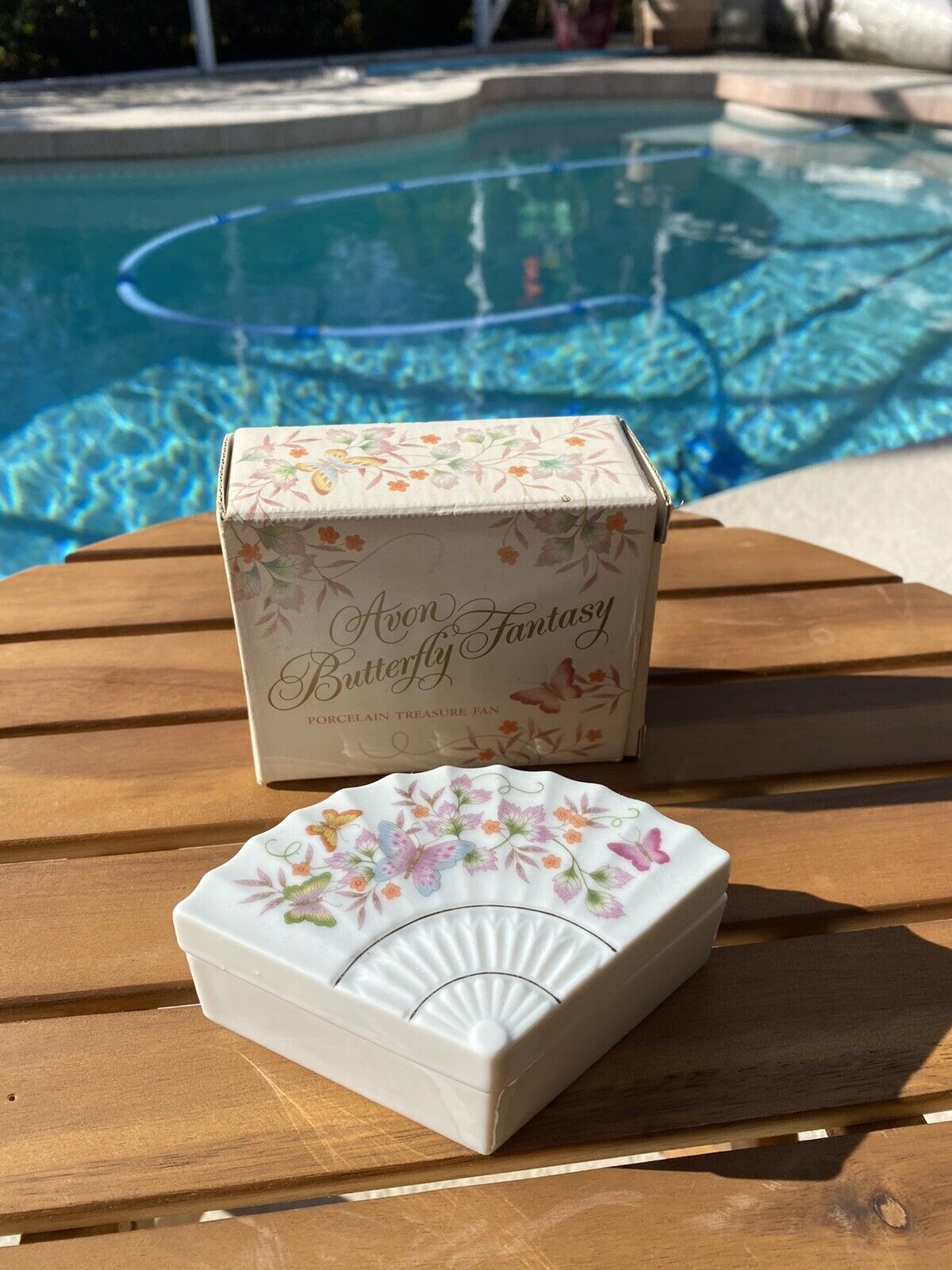 1980 Avon Butterfly inspired fan trinket box
