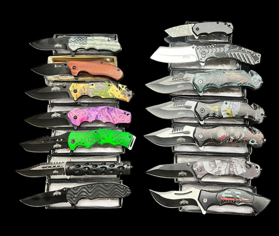 Wholesale Set of 14 Brand New Spring Assisted pocket Camping Outdoor knife