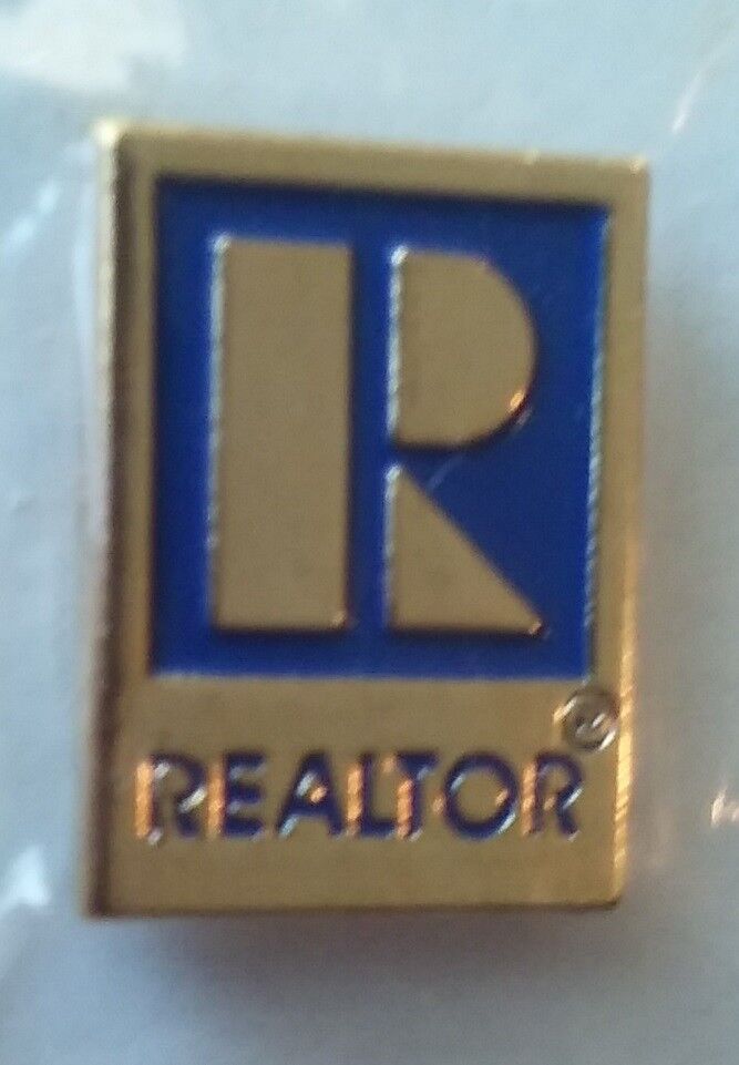 REALTOR logo BLOCK R NAR estate home property sales agents pin badge Blue/Gold