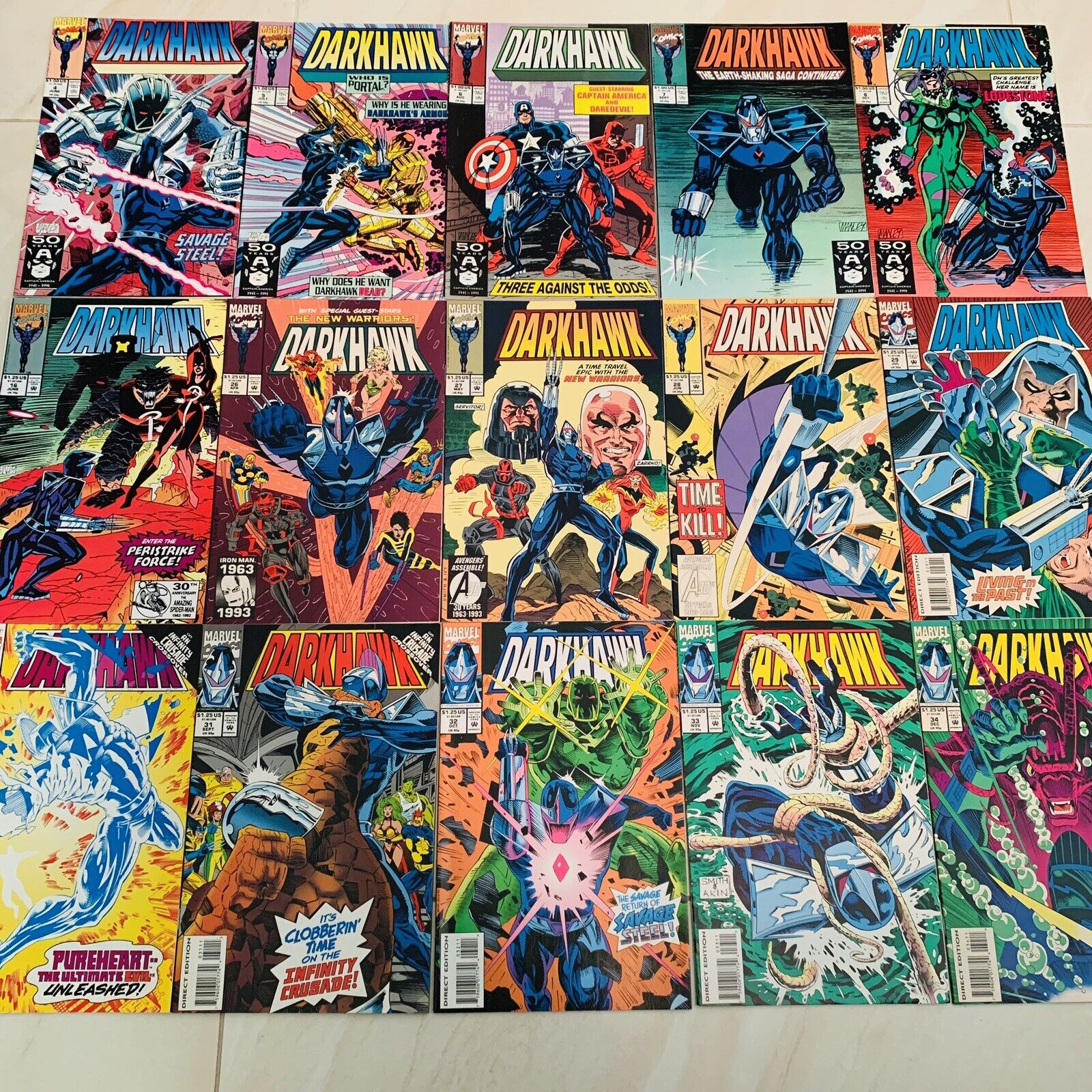 Marvel Comics DARKHAWK (1991) 15 ISSUE RUN MIXED LOT SET FROM #4-34 VF/VF+