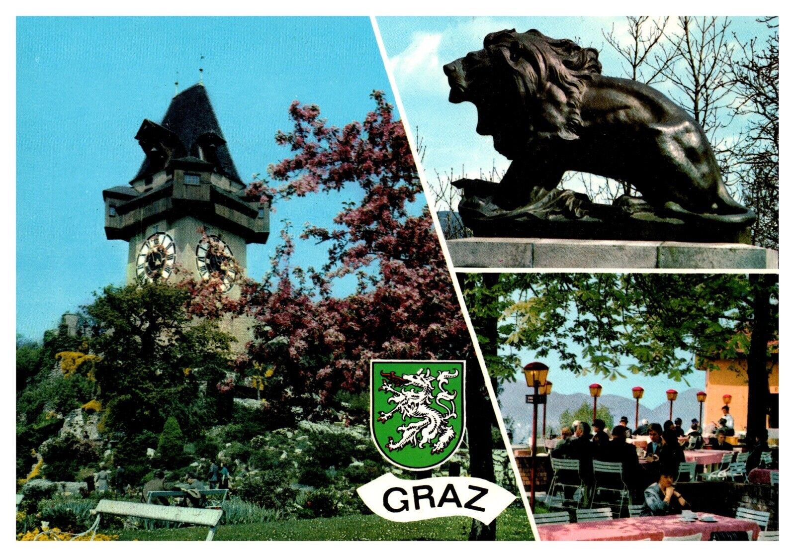 Graz Schloßberg Uhrturm Multi View Statue Posted Wob Cancel Chrome Postcard