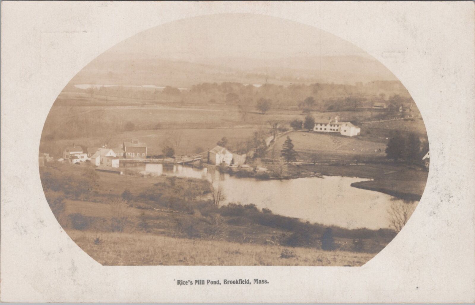 Rice\'s Mill Pond Brookfield Massachusetts RPPC c1900s Photo Postcard