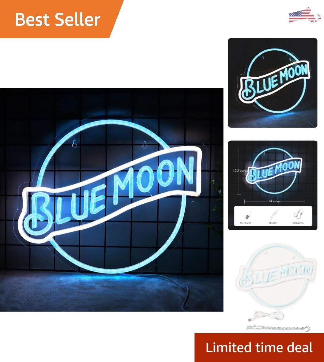 Neon Sign - LED Wall Decor for Bedroom - Man Cave Bar Pub - USB - 14 * 12.2 Inch