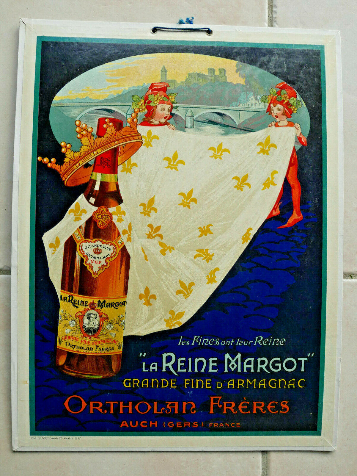 antique advertising cardboard ARMAGNAC 1927 \