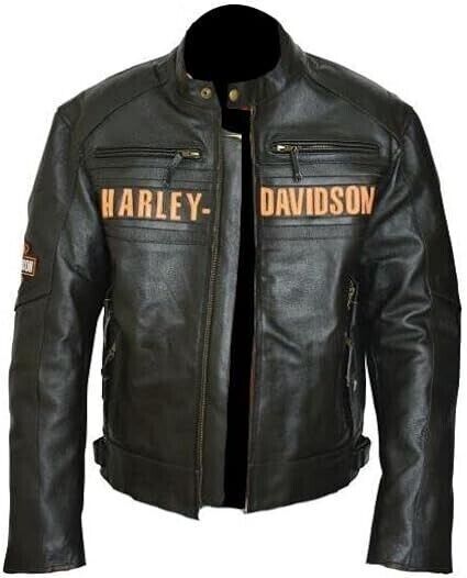 Harley-Davidson Men's Motorcycle Vintage Biker Black Real Leather Jacket