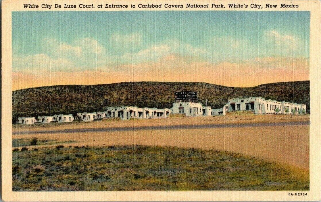 1940'S. WHITE CITY DE LUXE COURT. WHITE CITY, NM POSTCARD YD9