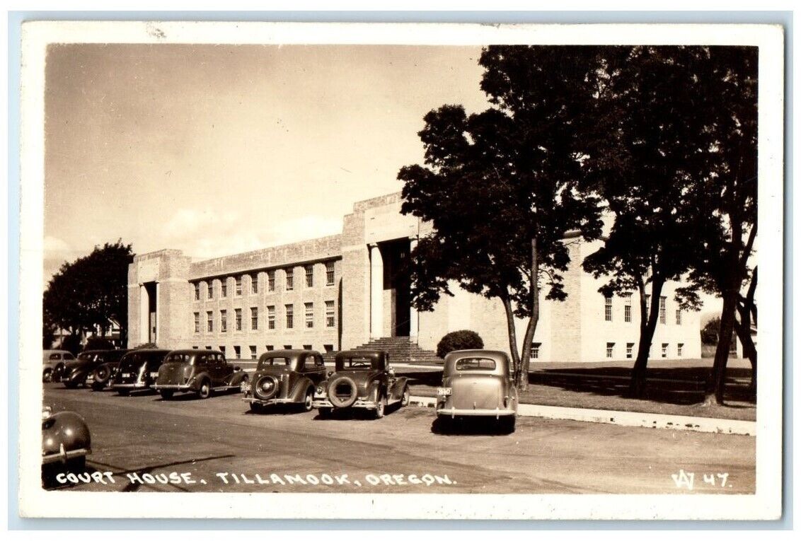 1946 Court House Building View Tillamook Oregon OR RPPC Photo Posted Postcard
