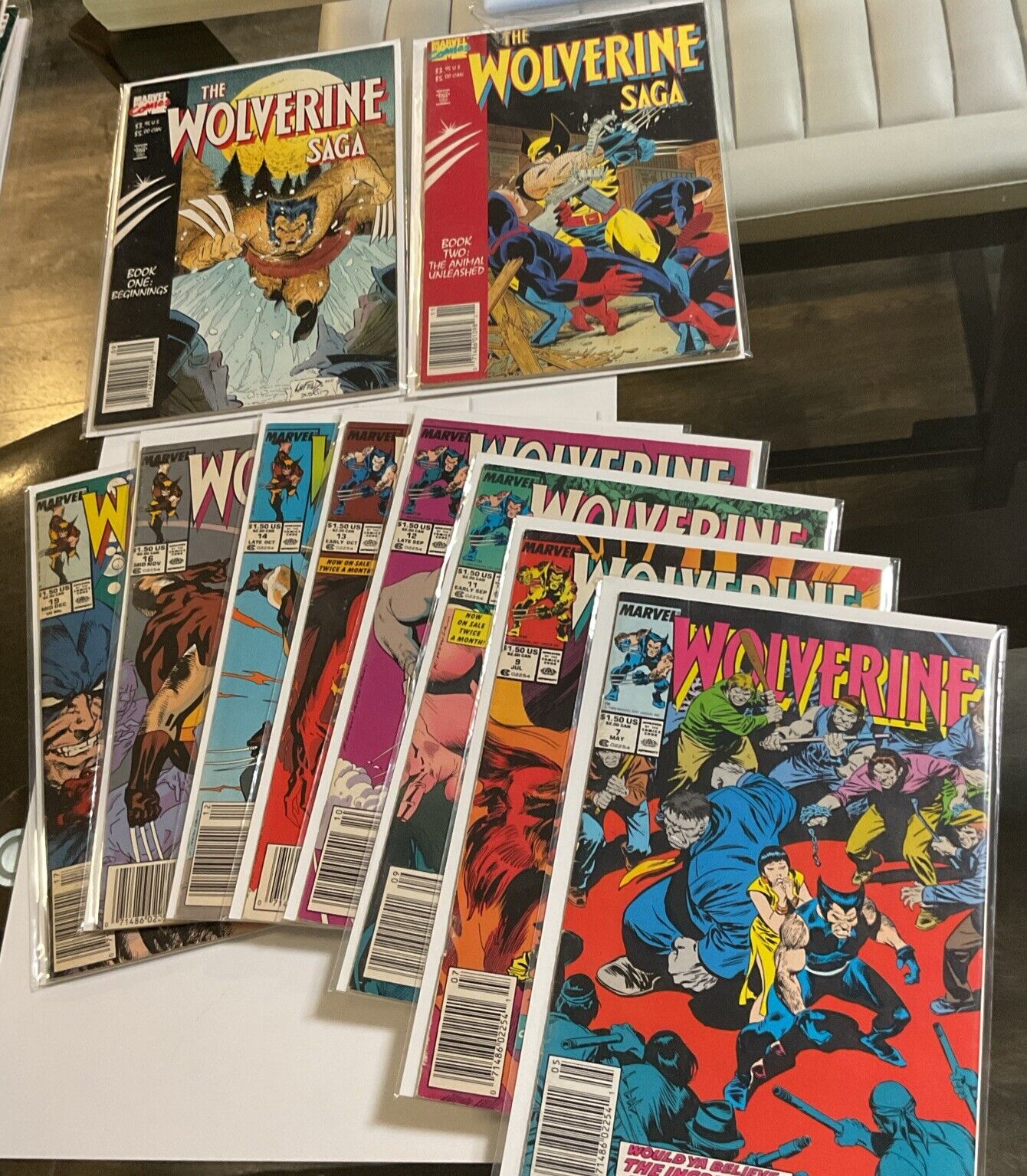 Vintage Wolverine NEWSSTAND Lot Of 10 Fine-VF 1989 Marvel Between 7-19 Saga 1,2